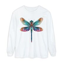 Watercolor Dragonfly Long Sleeve Tee | Colorful Insect Artwork | BOHO Style - $26.95+