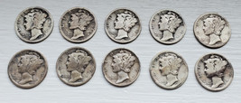 Mercury Dimes Coin Lot Circulated Silver Mixed Dates Coins 1920-1939  - $29.69