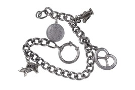 Antique German 835 Silver Watch Fob with Coin and charms - $361.35