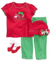 NEW Girls First Impressions 0-6 or 6-12 Months First Christmas Santa 4 P... - $8.99