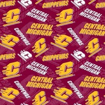 Cotton Central Michigan University CMU Chippewas Fabric Print by Yard D354.19 - £11.15 GBP