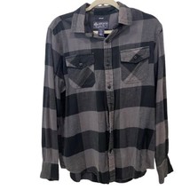 American Rag Cie Men&#39;s Gray Black Check Long Sleeve Flannel Shirt Size Medium - £7.55 GBP