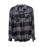 AMERICAN RAG CIE Men&#39;s GRAY BLACK Check Long Sleeve Flannel Shirt Size M... - £7.49 GBP
