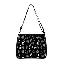 Cute Black Cat Witch Messenger Bag Women Handbag Canvas Underarm Shoulder Bags W - £15.01 GBP