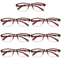 7 Pair Womens Half Frame Square Classic Reading Glasses Red Spring Hinge... - $13.99