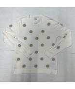 J Crew Metallic Gold Dot Teddie Women’s Sweater Medium Ivory &amp; Gold Cott... - $45.13 CAD