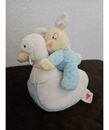 Dakin Bunny on Duck Goose Musical Plush Stuffed Animal Blue Polka Dot Sl... - $29.68