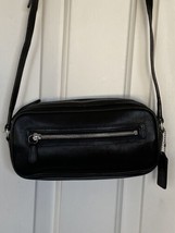Vintage Coach Small Black Leather Crossbody Shoulder Purse #9589 Zipper ... - £39.95 GBP