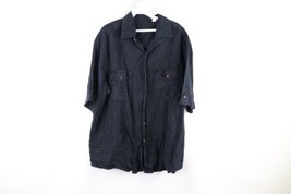 Vintage 90s Streetwear Mens Large Faded Linen Collared Beach Button Shir... - $44.50