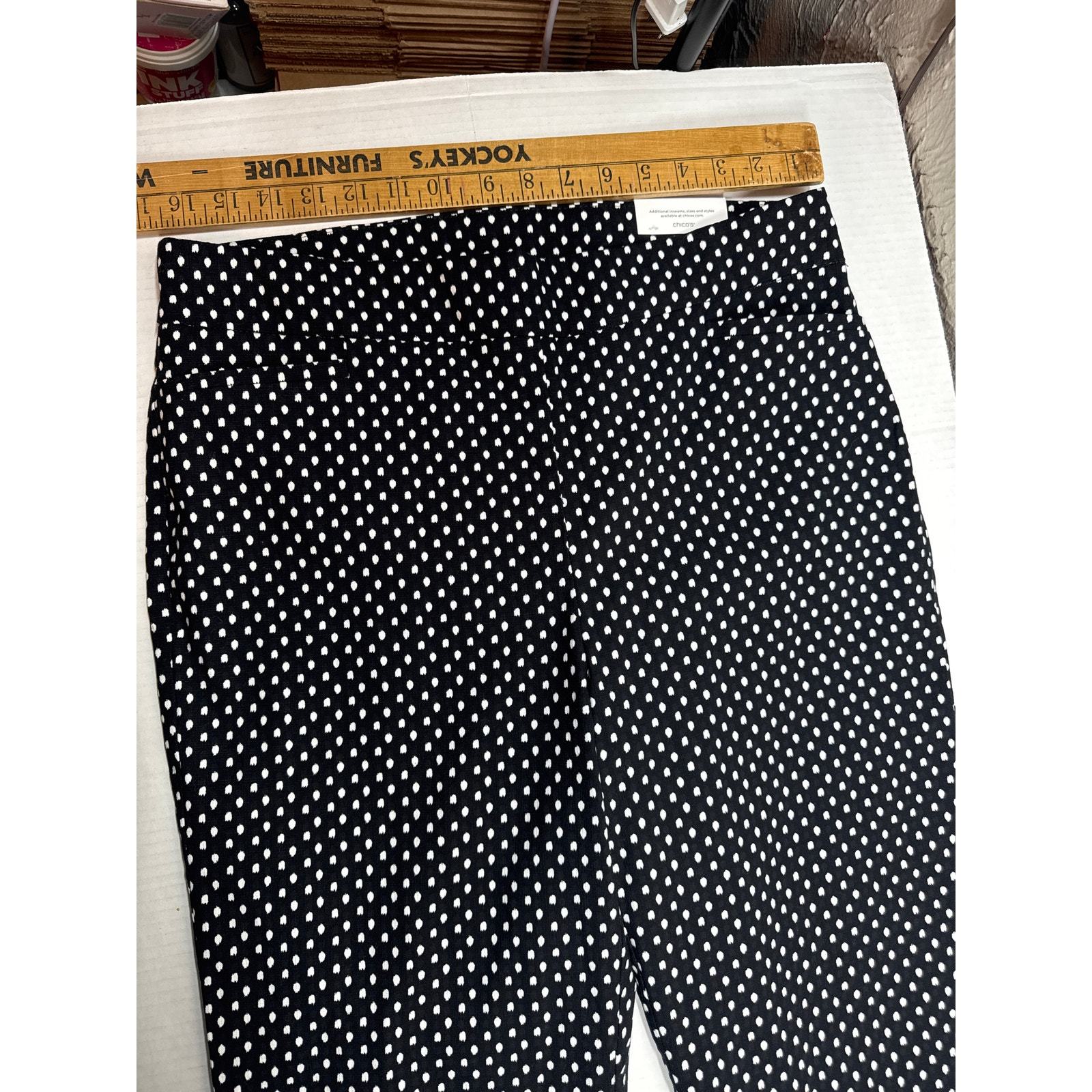 Chico's Black White Polka Dot Pull On Cropped Pants Womens Stretch Size 12 Item image 3