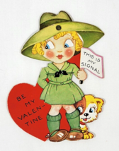 1940&#39;s Cute Girl Hat Tipping &amp; Googly Eye Valentine - £10.28 GBP