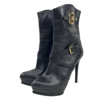 Michael Kors Stockard Platform Stiletto Black Leather Ankle Boots Bootie... - $42.74