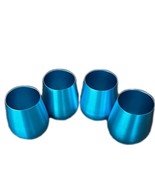 Four (4) ~ Retro ~ Aluminum ~ Stemless  Glasses ~ BLUE ~ 21 oz. ~ 4.6&quot; Tall - $48.02 CAD