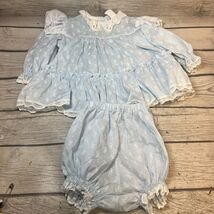 Bryan Baby Girls Dress light Blue Floral Size 6-9 mo. Lace Ruffle Frilly... - $17.82