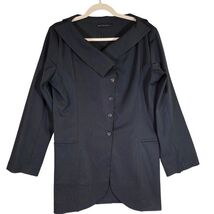 MATTHILDUR Womens 8 Black Asymmetric Button Blazer Jacket Minimalist Ava... - $123.75