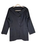 MATTHILDUR Womens 8 Black Asymmetric Button Blazer Jacket Minimalist Ava... - $123.75