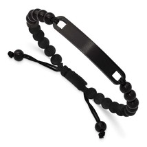 Chisel Stainless Steel Brushed Black IP-plated 6mm Beaded Black Nylon 6.... - $55.00