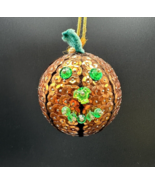 Vintage Sequin Pumpkin Beaded Satin Push Pin Handmade Christmas Ornament... - £18.87 GBP