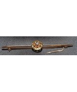 Elegant 3 COLOR Victorian green, pink &amp; yellow gold DIAMOND bar pin - $158.39