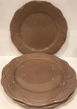 Casa Cristina “CAFE” Set Of 3 Dinner Plates Embossed Brown Scalloped - £23.42 GBP