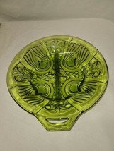 Vintage Indiana Glass Divided Relish Dish Avacado Green 7.5&quot; Footed  - €11,22 EUR