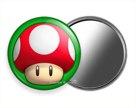 Super Mario Brothers Red Magic Power Up Mushroom Pocket Hand Purse Makeup Mirror - £12.35 GBP+