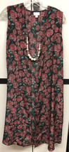 NWT LuLaRoe Medium Black Pink Red Green  Floral Joy Long Slinky Vest - £25.23 GBP