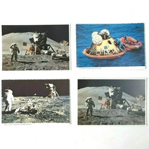Apollo 11 + 15 NASA 4 Vintage Postcard Bundle Moon Landing EVA Splashdown Deckle - £11.54 GBP