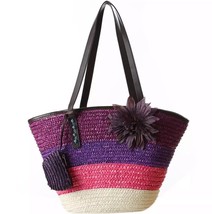 Woven straw tote bag Handmade French market Basket Moroccan Basket, Beach Bag - £34.21 GBP