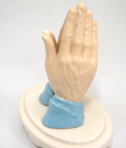 Vintage Handmade Ceramic Figural Praying Hands on Oval Base - £7.42 GBP