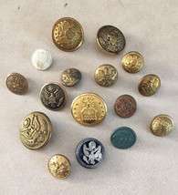 Mixed Lot 16 Vintage US Army Military Round Metal Brass Shank Buttons 1.5-2.5cm - £19.95 GBP
