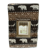 Bear Trail Cabin Plaid Valance 58 x 18&quot; Double Layer Brown Bears Rustic Country - £17.36 GBP