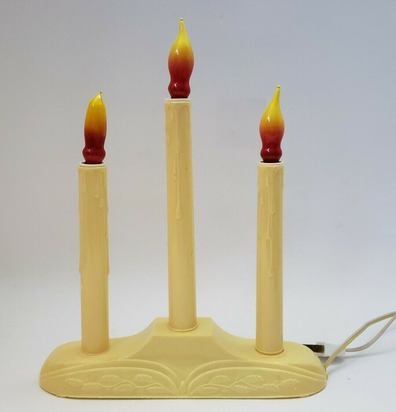 Primary image for Vintage Candelabra flame Light bulbs  Christmas 3 Candle Candolier 1970s