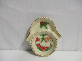 Vintage Christmas Santa Face Plate/Ash Tray 5&quot; Japan 1960s Ceramic - £15.81 GBP