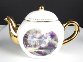 Thomas Kinkade &quot;Home Is Where The Heart Is II&quot; Tea Pot with Gold Trim - £12.71 GBP