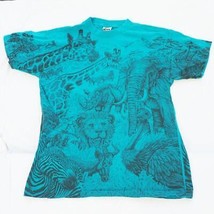 Elephant T Shirt Vintage 90s All Over Print Jungle Made In USA Size Medi... - £69.61 GBP