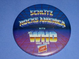 The Who Concert Pinback Button Vintage 1982 Schlitz Rocks America - $24.99
