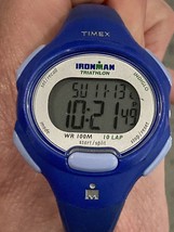 Timex Women&#39;s Ironman 10-Lap Blue Resin Watch, Indiglo, Alarm Chrono T5K784 - £22.86 GBP