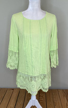 Chico’s women’s lace hem long sleeve top size 0 Neon green A1 - £11.32 GBP