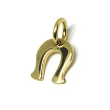 SOLID 18K YELLOW GOLD HORSESHOE CHARM PENDANT SMOOTH BRIGHT, MADE IN ITALY - $261.43