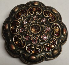 Belt Buckle with pink amber stones in a floral shape - $18.00