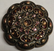 Belt Buckle with pink amber stones in a floral shape - £13.90 GBP