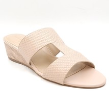 H by Halston Women Wedge Heel Slide Sandals Regan Size US 8W Pale Pink Leather - £15.11 GBP