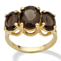 Womens Ladies 16K Gold Over Sterling Silver Smoky Quartz Ring Size 6 8 9 - £159.86 GBP