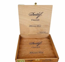 Cigar Box vtg smoking advertising case wood Davidoff Churchill Millennium Gold - £22.17 GBP