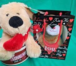 Valentines&#39;s Day Plush Dog Puppy  Love You Heart Puppy In A Bag Lot Of 2 - £11.72 GBP