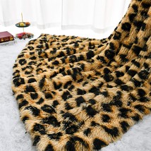 Homore Fluffy Leopard Blanket, Plush Cheetah Print Throw, 50&quot; X 60&quot; Khaki - £29.75 GBP