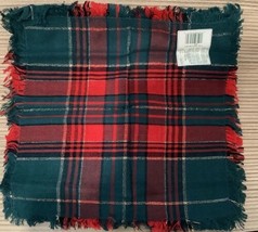 Vintage Bardwil Linens Christmas Napkins Plaid Red Green Gold 17&quot;×17&quot; Set of 4 - £14.94 GBP