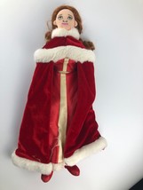 17&quot; Belle Disney&#39;s Beauty &amp; the Beast Christmas Red Dress Cape Plush Doll - $13.97