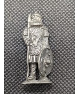 Vintage Pewter Armored Viking Soldier With Spear And Shield 1 1/2&quot; - $15.83